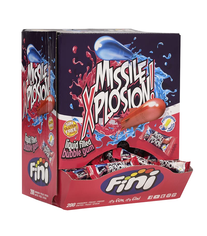 Fini Bubble Gum Missile Xplosion 200 Stück Displaykarton - MellowCompany