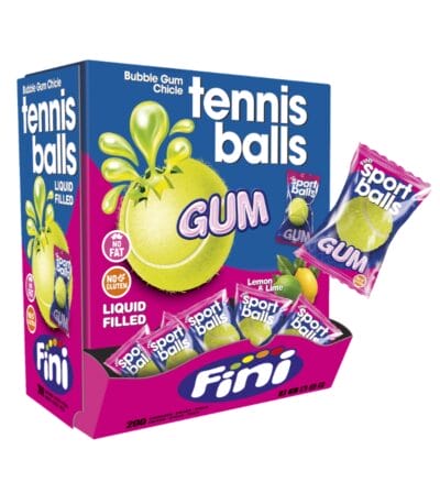 Fini Bubble Gum Tennis Balls – 200 Stück Kaugummi Kugeln – im Displaykarton